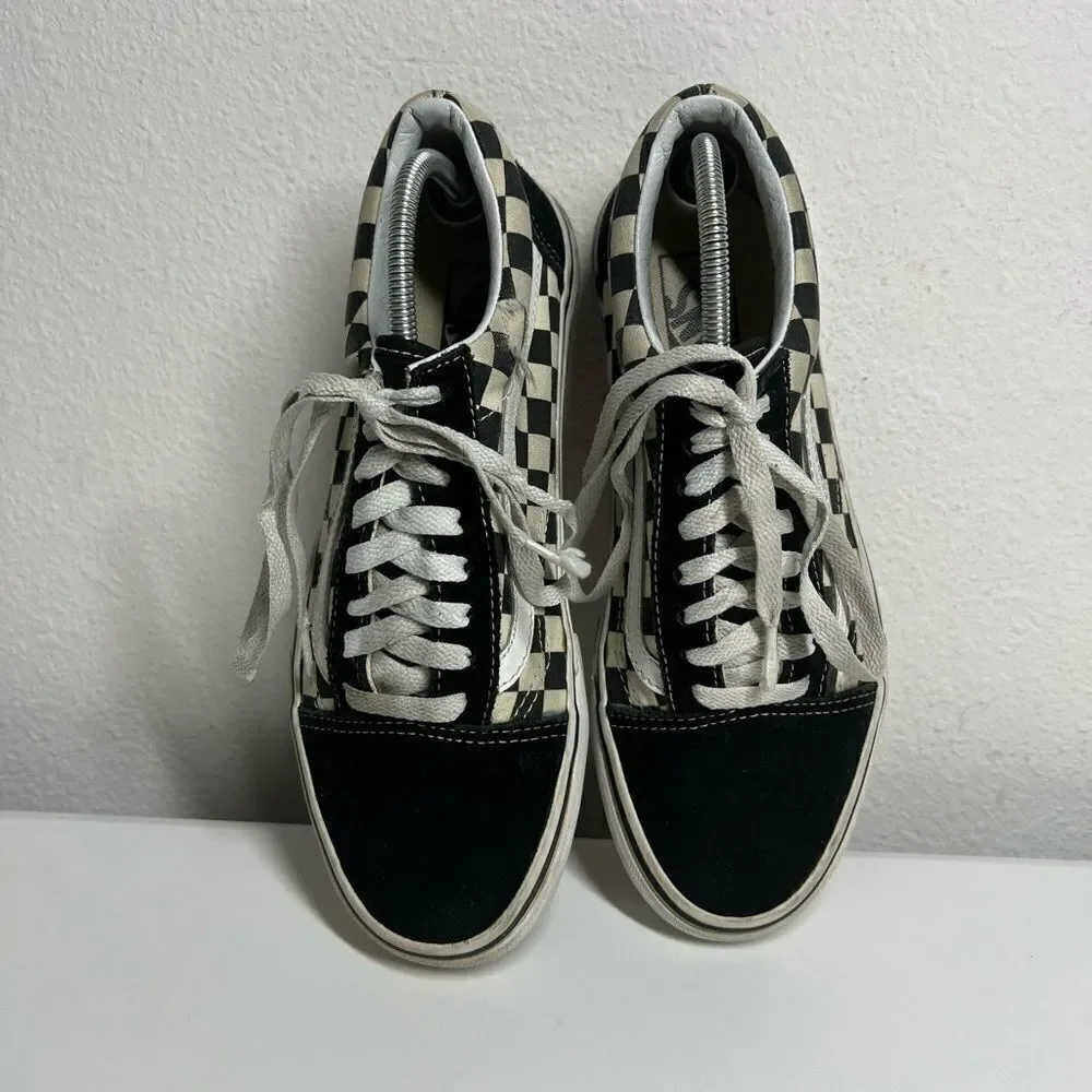 Vans Black & White Checkerboard Low Top Skate Tennis Shoes Size 7 M/ 8,5 W